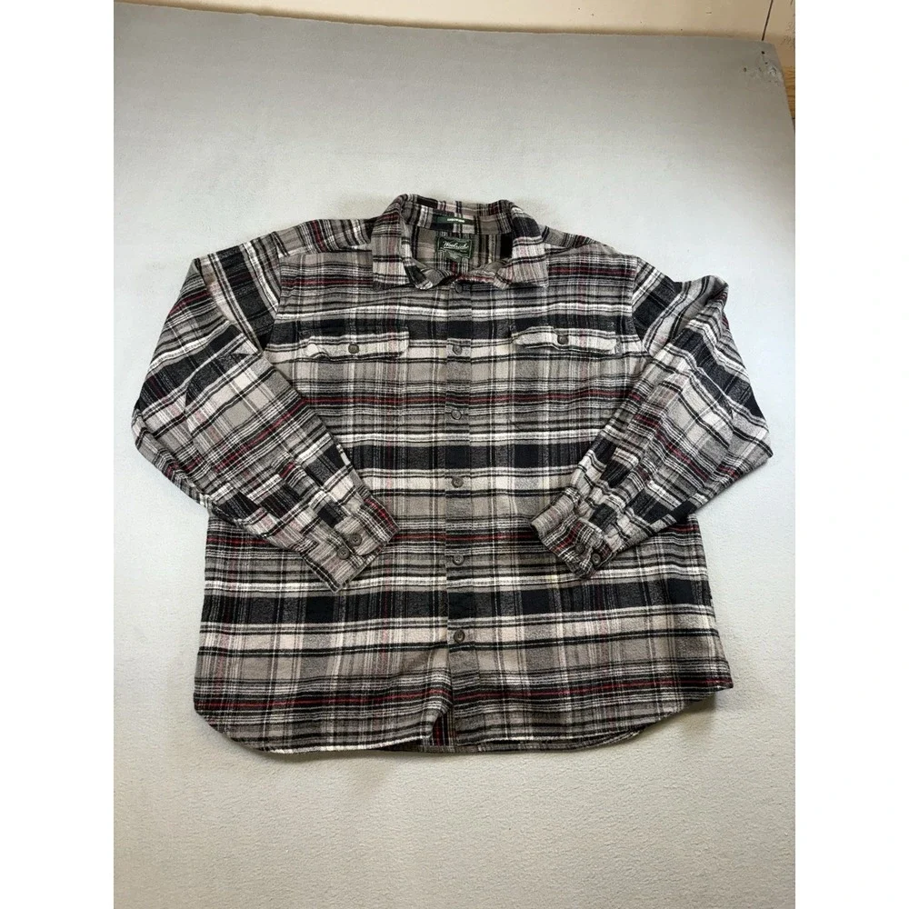 Woolrich Oxbow Bend Flannel Shirt Men's XXL Gray Black Red Plaid Cotton Warm